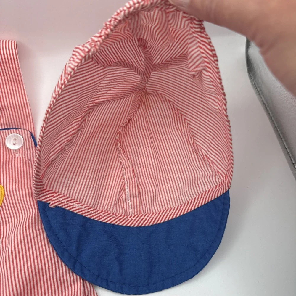 Vintage Cuties by Judy Baseball Bat Mitt Baby  Romper with Hat 0-6 Months